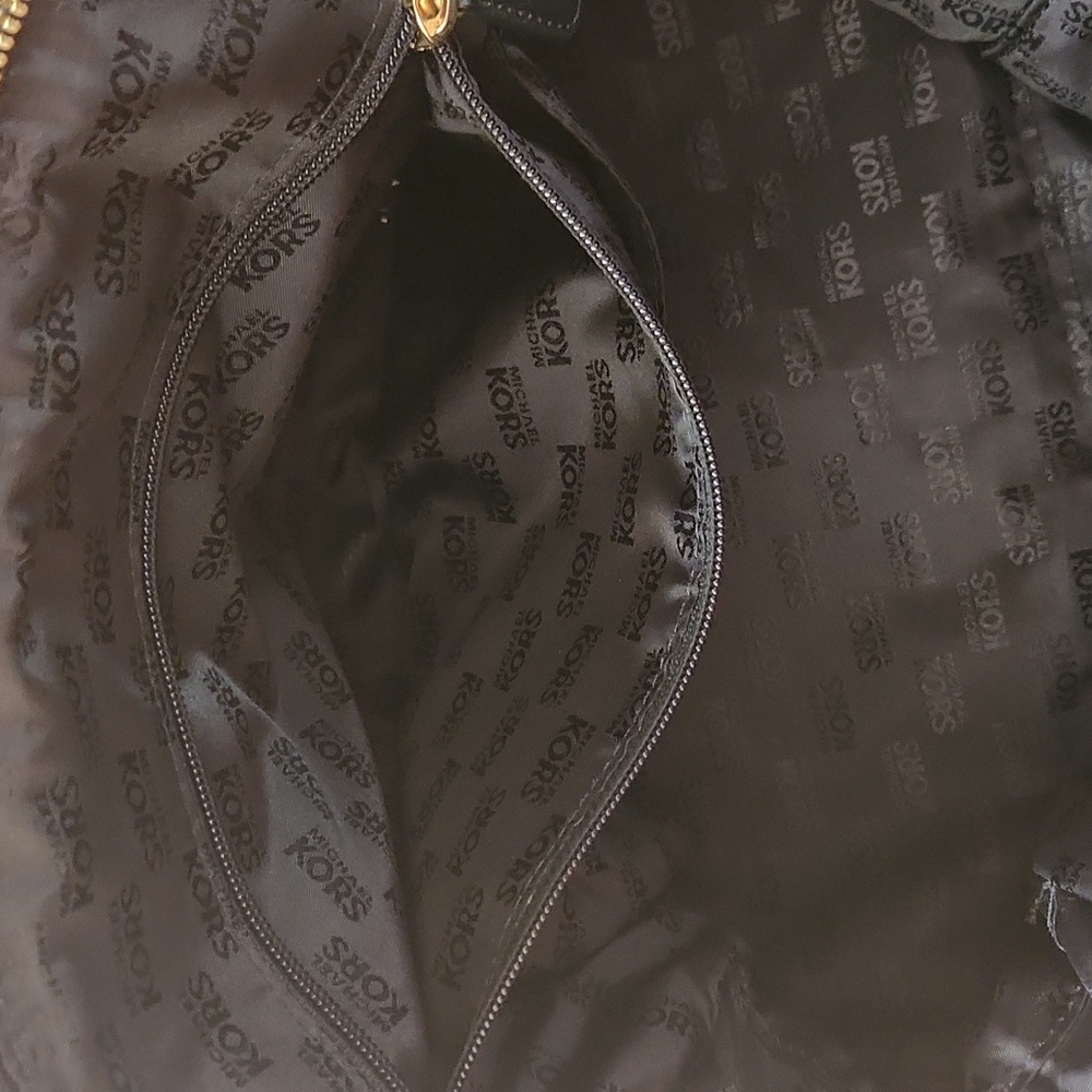 Michael Kors Black and Tan MK Pattern Satchel - Picture 6 of 10